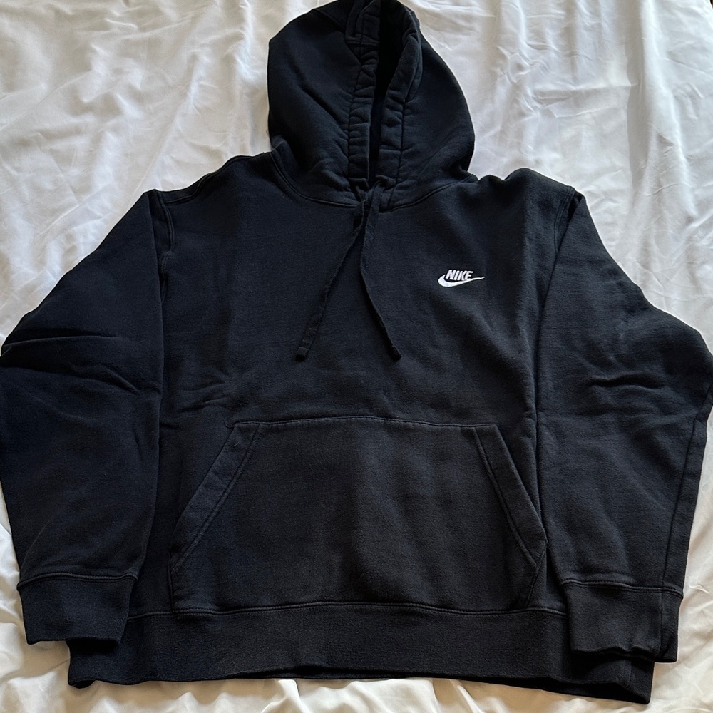 Nike Men's Black Hoodie with White Logo